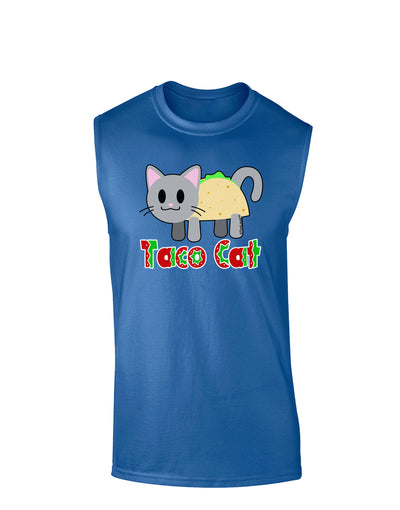 Cute Taco Cat Design Text Dark Muscle Shirt by TooLoud-TooLoud-Royal Blue-Small-Davson Sales
