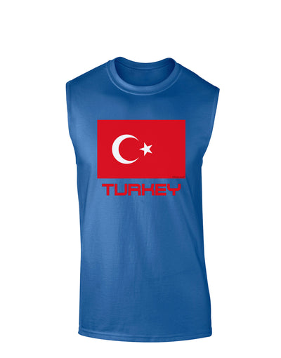 Turkey Flag with Text Dark Muscle Shirt by TooLoud-TooLoud-Royal Blue-Small-Davson Sales