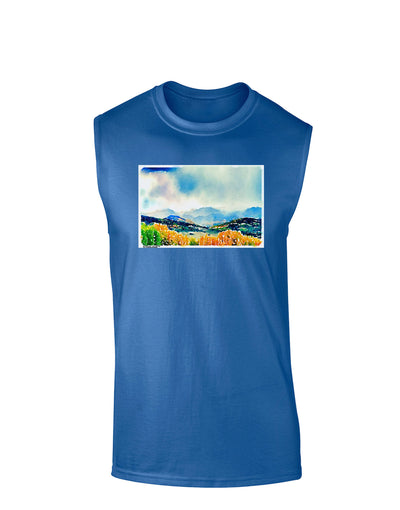 Colorado Mountain Scene Dark Muscle Shirt-TooLoud-Royal Blue-Small-Davson Sales