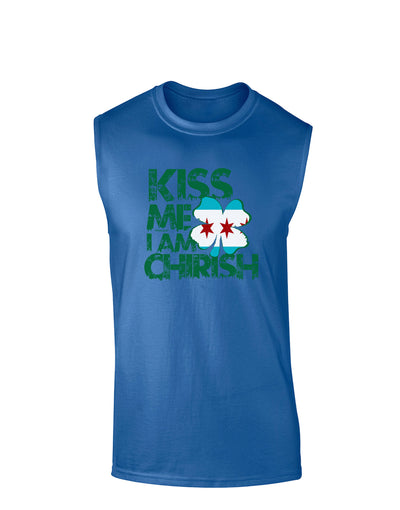 Kiss Me I'm Chirish Dark Muscle Shirt by TooLoud-Clothing-TooLoud-Royal Blue-Small-Davson Sales