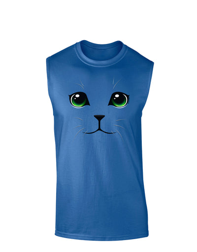 Green-Eyed Cute Cat Face Dark Muscle Shirt
