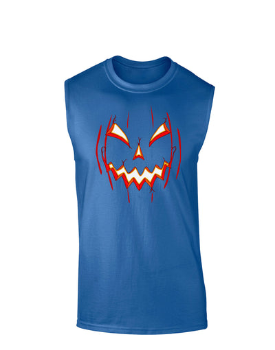 Scary Glow Evil Jack O Lantern Pumpkin Dark Muscle Shirt-TooLoud-Royal Blue-Small-Davson Sales
