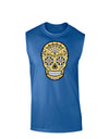 TooLoud Version 8 Gold Day of the Dead Calavera Dark Muscle Shirt-TooLoud-Royal Blue-Small-Davson Sales