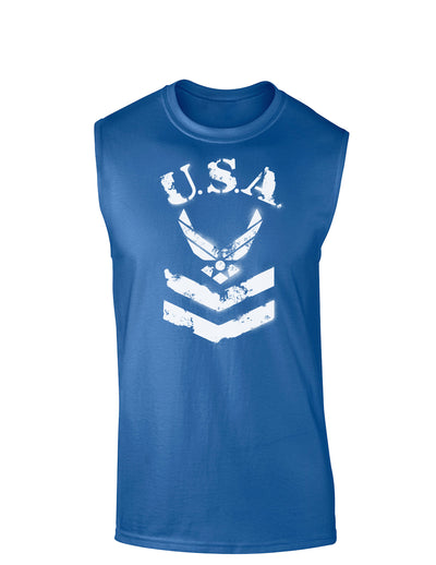 USA Military Air Force Stencil Logo Dark Muscle Shirt-TooLoud-Royal Blue-Small-Davson Sales