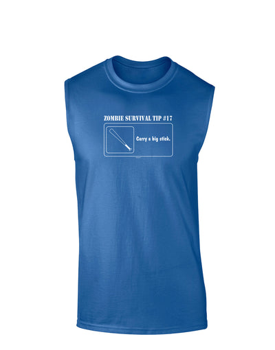 Zombie Survival Tip # 17 - Big Stick Dark Muscle Shirt-TooLoud-Royal Blue-Small-Davson Sales