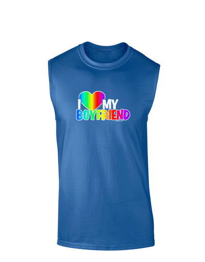 I Heart My Boyfriend - Rainbow Dark Muscle Shirt-TooLoud-Royal Blue-Small-Davson Sales