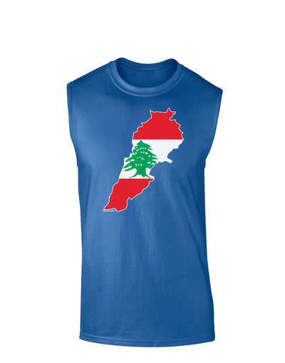 Lebanon Flag Silhouette Dark Muscle Shirt-TooLoud-Royal Blue-Small-Davson Sales