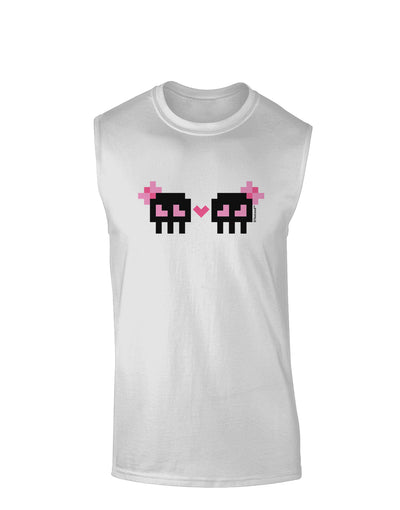 8-Bit Skull Love - Girl and Girl Muscle Shirt-TooLoud-White-Small-Davson Sales