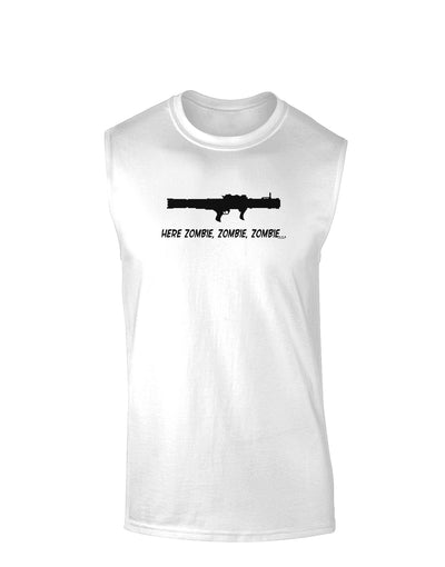 Here Zombie Zombie Zombie Bazooka Muscle Shirt-TooLoud-White-Small-Davson Sales