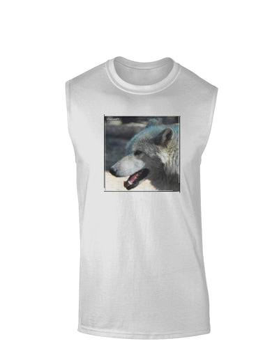 White Wolf Face Muscle Shirt-TooLoud-White-Small-Davson Sales