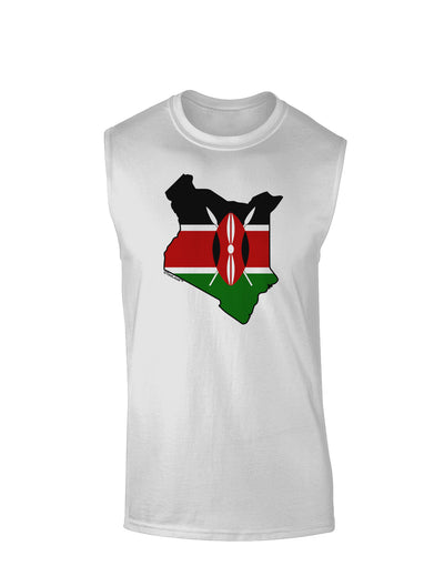 Kenya Flag Silhouette Muscle Shirt-TooLoud-White-Small-Davson Sales