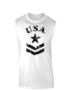 USA Military Star Stencil Logo Muscle Shirt-TooLoud-White-Small-Davson Sales
