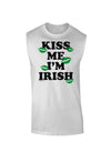 Kiss Me I'm Irish - Green Kisses Muscle Shirt by TooLoud-Mens T-Shirt-TooLoud-White-Small-Davson Sales