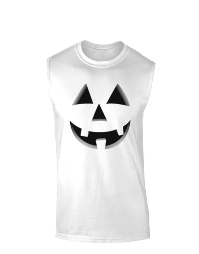 Happy Cute Jack O' Lantern Pumpkin Face Muscle Shirt-TooLoud-White-Small-Davson Sales