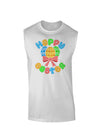 Happy Easter Easter Eggs Muscle Shirt by TooLoud-TooLoud-White-Small-Davson Sales