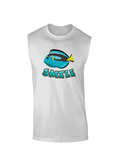 Blue Tang Fish - Smile Muscle Shirt-TooLoud-White-Small-Davson Sales