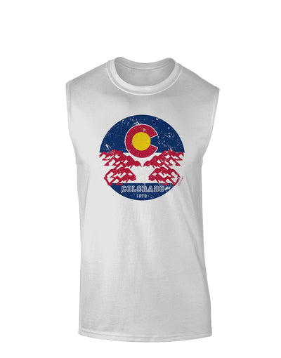Grunge Colorado Rocky Mountain Bighorn Sheep Flag Muscle Shirt-Muscle Shirts-TooLoud-White-Small-Davson Sales