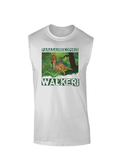 Parasaurolophus Walkeri - With Name Muscle Shirt-TooLoud-White-Small-Davson Sales