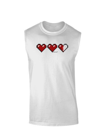 Couples Pixel Heart Life Bar - Left Muscle Shirt by TooLoud-TooLoud-White-Small-Davson Sales