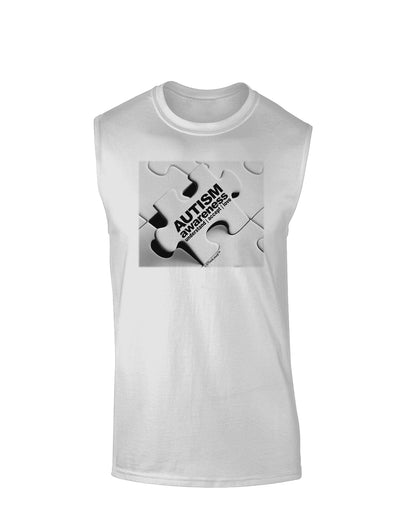 Autism Awareness - Puzzle Black & White Muscle Shirt