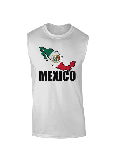 Mexico Outline - Mexican Flag - Mexico Text Muscle Shirt by TooLoud-TooLoud-White-Small-Davson Sales