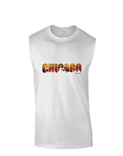 Chicago Skyline Cutout - Sunset Sky Muscle Shirt by TooLoud-TooLoud-White-Small-Davson Sales