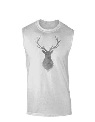 Majestic Stag Distressed Muscle Shirt-TooLoud-White-Small-Davson Sales