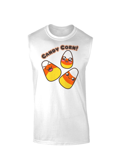 Cute Kawaii Candy Corn Halloween Muscle Shirt-TooLoud-White-Small-Davson Sales