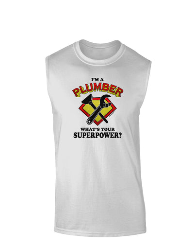 Plumber - Superpower Muscle Shirt-TooLoud-White-Small-Davson Sales