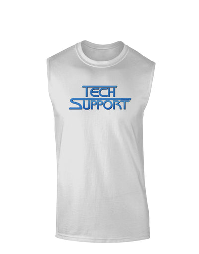 Tech Support Logo Muscle Shirt-TooLoud-White-Small-Davson Sales