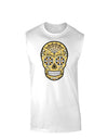TooLoud Version 8 Gold Day of the Dead Calavera Muscle Shirt-TooLoud-White-Small-Davson Sales