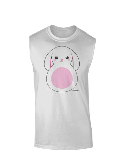 TooLoud Cute Bunny with Floppy Ears - Pink Muscle Shirt-TooLoud-White-Small-Davson Sales