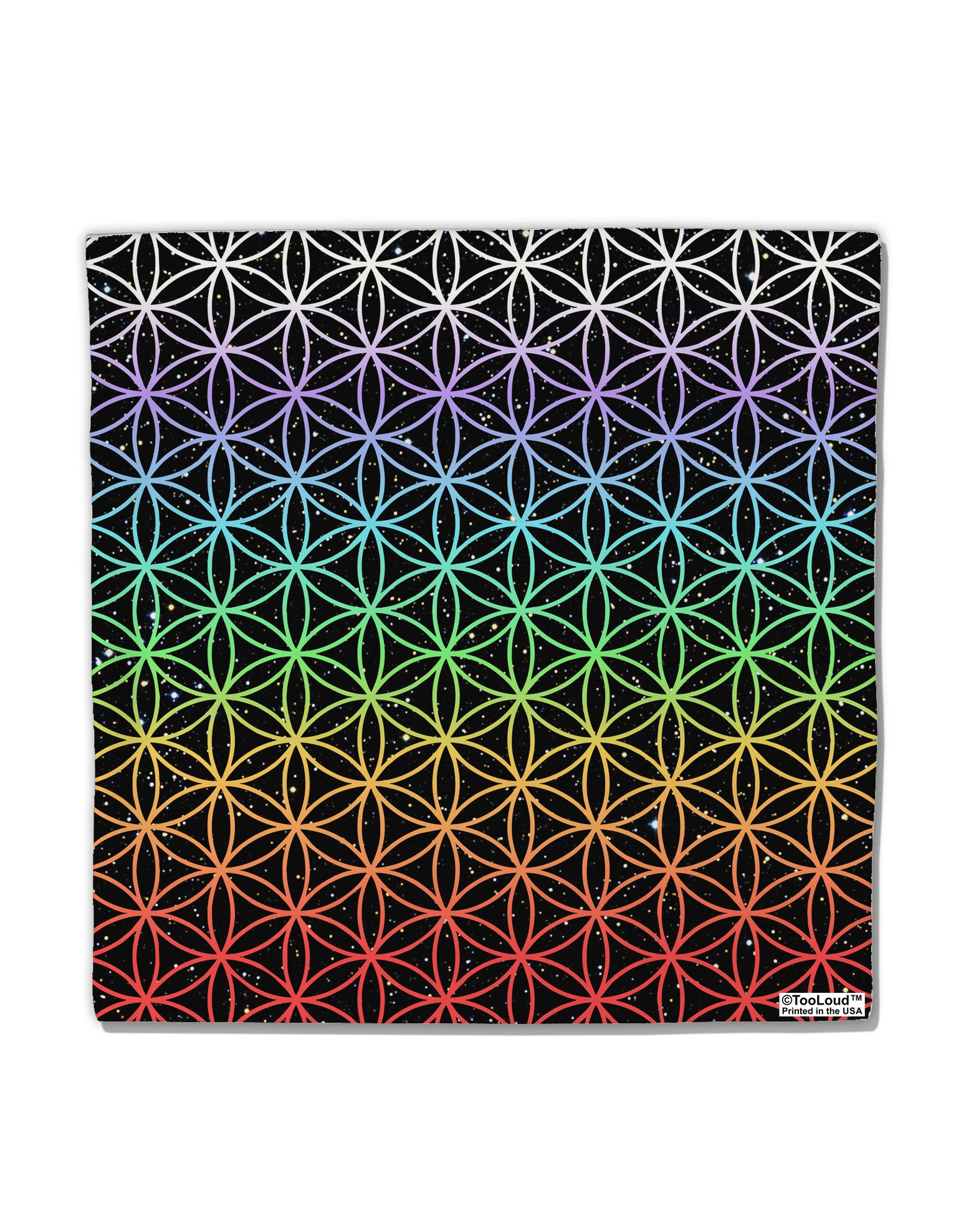 Chakra Colors Flower of Life Micro Fleece 14&#x22;x14&#x22; Pillow Sham All Over Print-Pillow Sham-TooLoud-White-Davson Sales