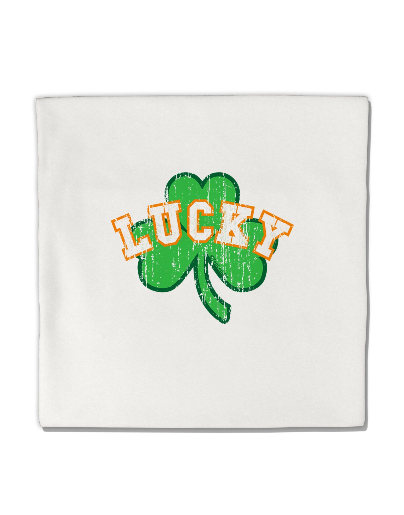 Lucky Shamrock Design Distressed Micro Fleece 14"x14" Pillow Sham by TooLoud-Pillow Sham-TooLoud-White-Davson Sales