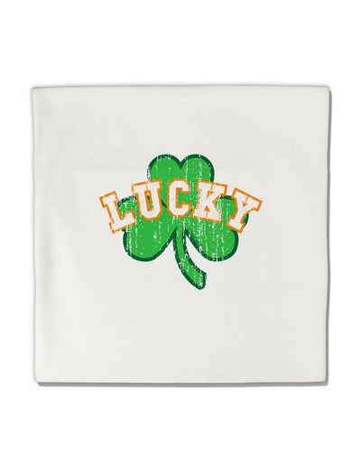 Lucky Shamrock Design Distressed Micro Fleece 14&#x22;x14&#x22; Pillow Sham by TooLoud-Pillow Sham-TooLoud-White-Davson Sales