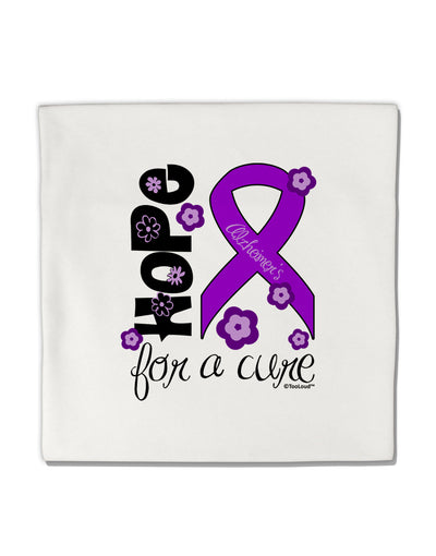 Hope for a Cure - Purple Ribbon Alzheimers Disease - Flowers Micro Fleece 14&#x22;x14&#x22; Pillow Sham-Pillow Sham-TooLoud-White-Davson Sales