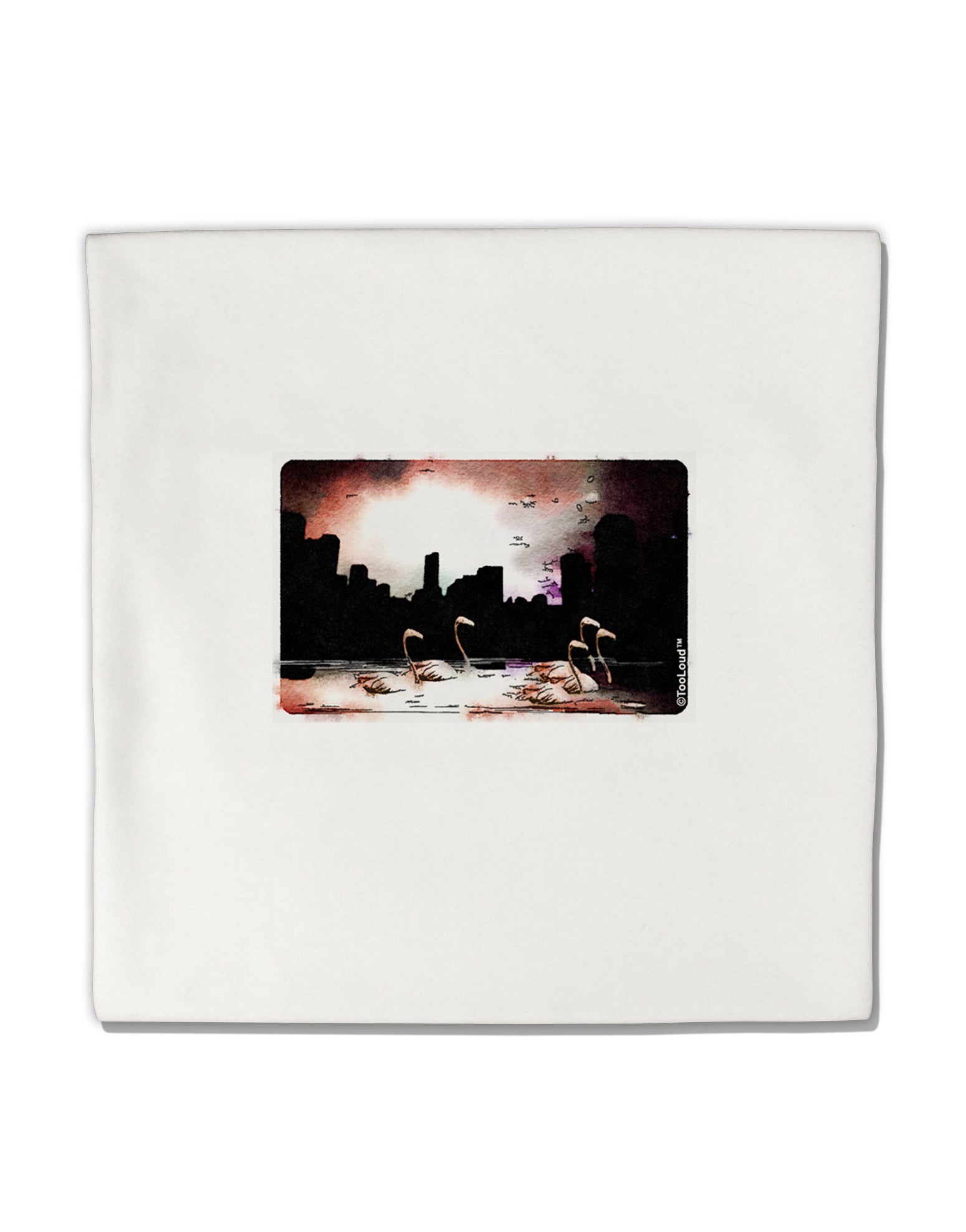 Nighttime Flamingos Micro Fleece 14&#x22;x14&#x22; Pillow Sham-Pillow Sham-TooLoud-White-Davson Sales