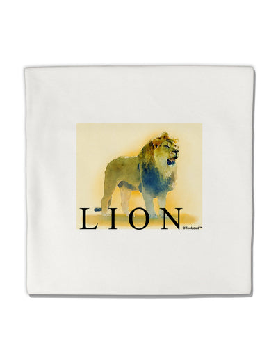 Lion Watercolor 1 Text Micro Fleece 14&#x22;x14&#x22; Pillow Sham-Pillow Sham-TooLoud-White-Davson Sales