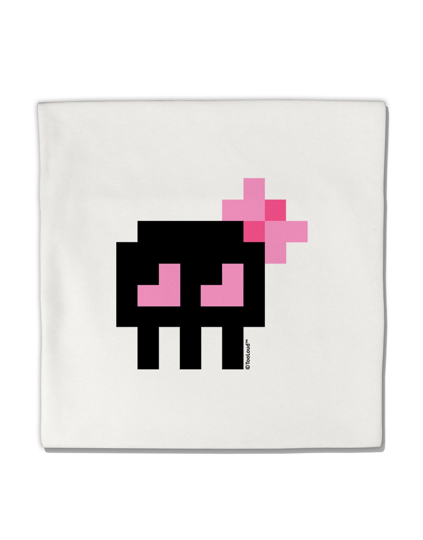 Retro 8-Bit Skull with Pink Bow Micro Fleece 14"x14" Pillow Sham-Pillow Sham-TooLoud-White-Davson Sales