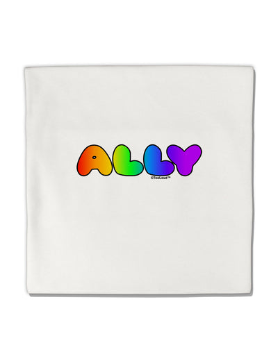 LGBT Ally Rainbow Text Micro Fleece 14&#x22;x14&#x22; Pillow Sham by TooLoud-Pillow Sham-TooLoud-White-Davson Sales