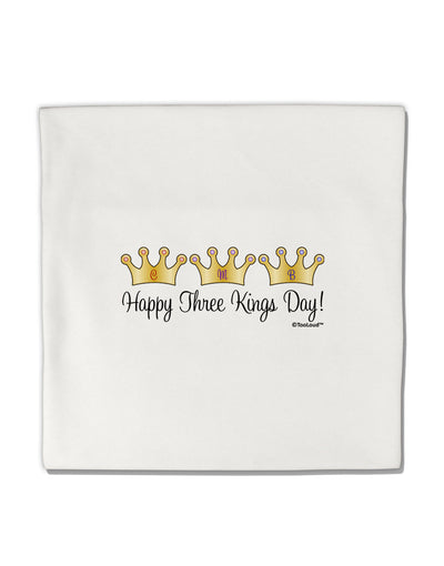 Happy Three Kings Day - 3 Crowns Micro Fleece 14&#x22;x14&#x22; Pillow Sham by TooLoud-Pillow Sham-TooLoud-White-Davson Sales