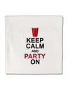 Keep Calm - Party Beer Micro Fleece 14&#x22;x14&#x22; Pillow Sham-Pillow Sham-TooLoud-White-Davson Sales