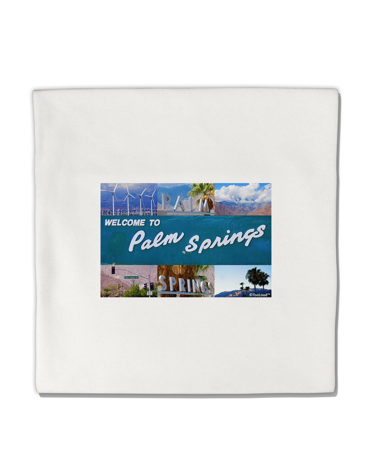 Welcome to Palm Springs Collage Micro Fleece 14"x14" Pillow Sham-Pillow Sham-TooLoud-White-Davson Sales