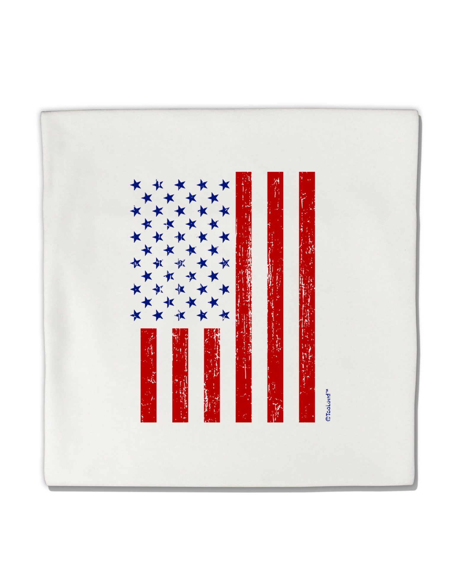 Red and Blue Stamp Style American Flag - Distressed Micro Fleece 14"x14" Pillow Sham by TooLoud-Pillow Sham-TooLoud-White-Davson Sales