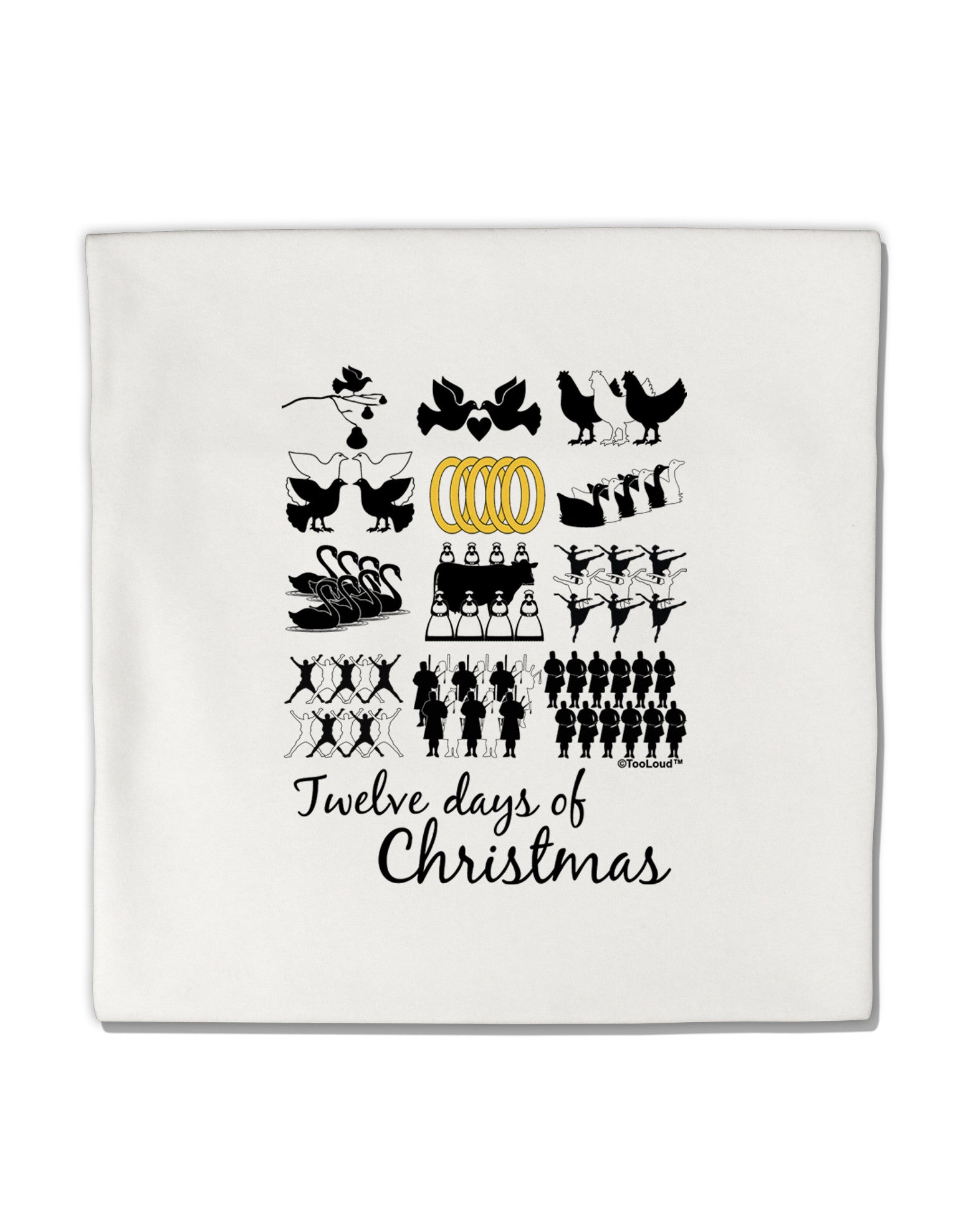 12 Days of Christmas Text Color Micro Fleece 14&#x22;x14&#x22; Pillow Sham-Pillow Sham-TooLoud-White-Davson Sales