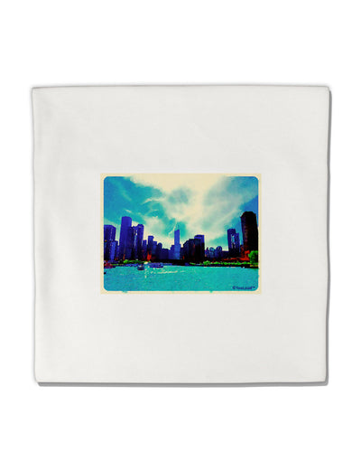 Chicago Skyline Watercolor Micro Fleece 14&#x22;x14&#x22; Pillow Sham-Pillow Sham-TooLoud-White-Davson Sales