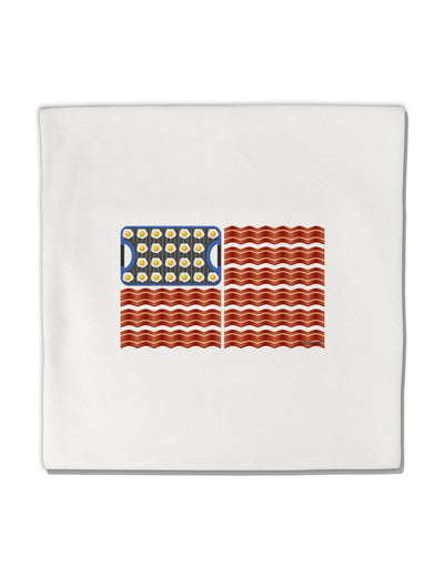 American Breakfast Flag - Bacon and Eggs Micro Fleece 14&#x22;x14&#x22; Pillow Sham-Pillow Sham-TooLoud-White-Davson Sales