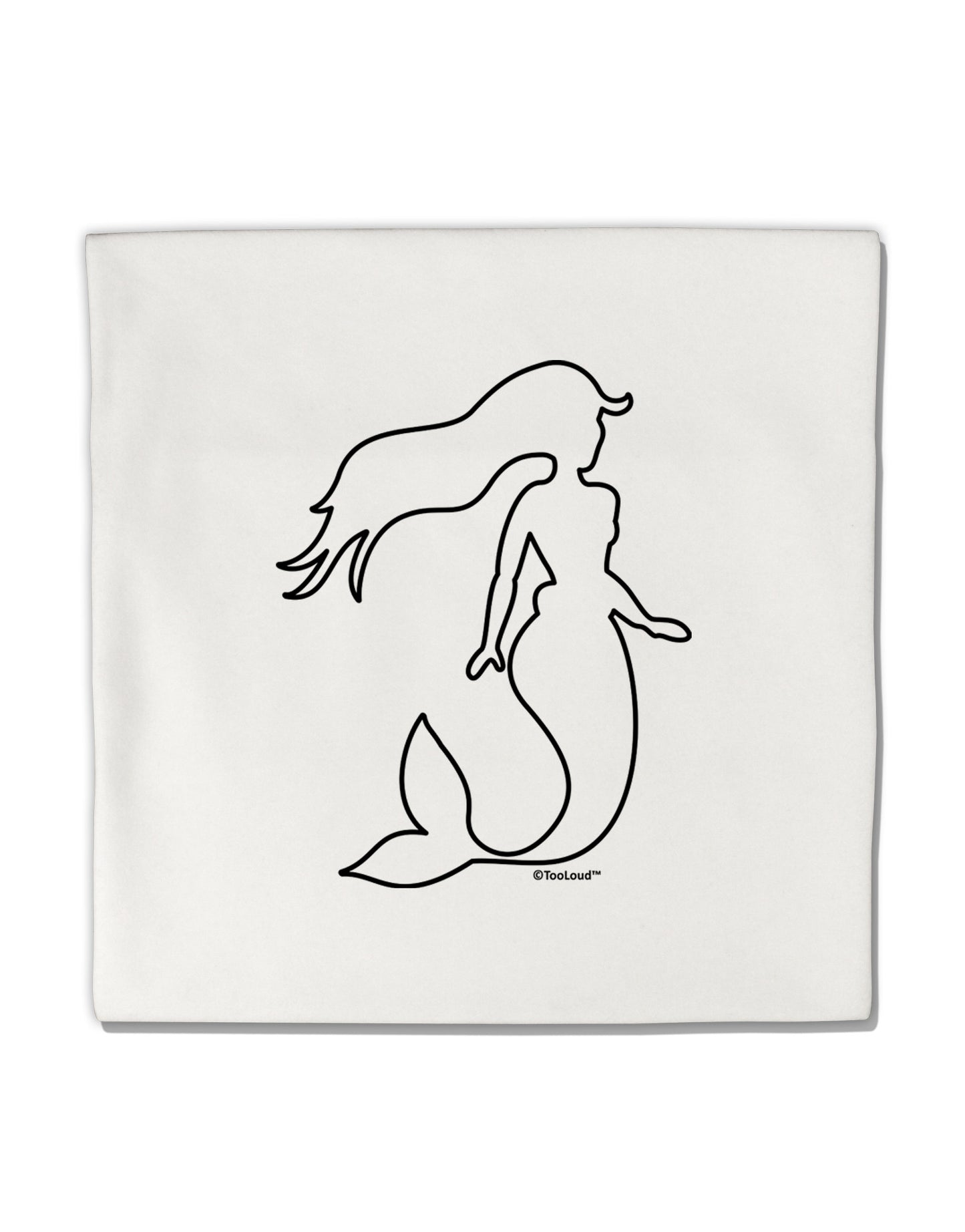 Mermaid Outline Micro Fleece 14"x14" Pillow Sham-Pillow Sham-TooLoud-White-Davson Sales