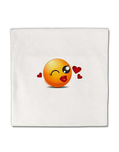 Kissy Face Emoji Girl Micro Fleece 14&#x22;x14&#x22; Pillow Sham-Pillow Sham-TooLoud-White-Davson Sales