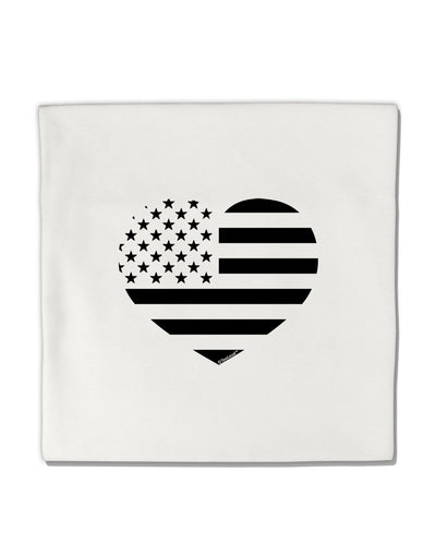 American Flag Heart Design - Stamp Style Micro Fleece 14&#x22;x14&#x22; Pillow Sham by TooLoud-Pillow Sham-TooLoud-White-Davson Sales